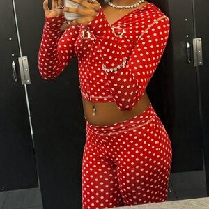 I AM GIA Red & White Polka Dot Pants Set